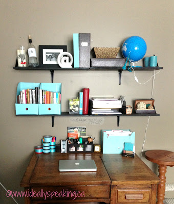 home office decor, colourful home office, home library, home study, decorating house with Pinterest, Canadian mom blogger, decorating home office