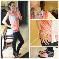 Ideal #OOTD: Coral hi-low with polka dots.