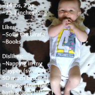 #WordlessWednesday: Cole’s 4 month stats & some me time!