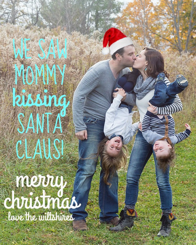 Mommy Kissing Santa Claus Christmas Card